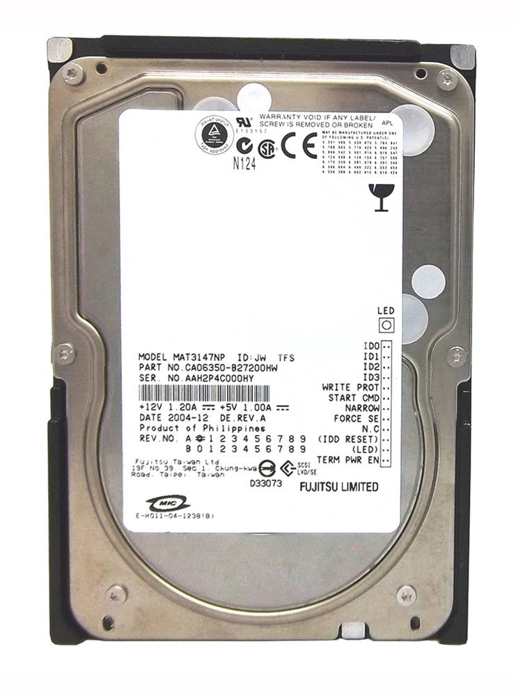 MAT3147NP Fujitsu Enterprise 146GB 10000RPM Ultra-320 SCSI 68-Pin 8MB Cache 3.5-inch Internal Hard Drive