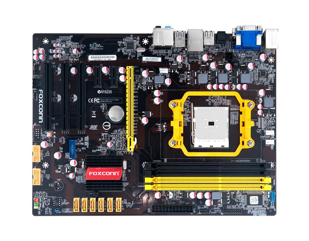 MB-A75A Foxconn Socket FM1 AMD A75 Chipset AMD Athlon Series/ AMD A-Series Processors Support DDR3 4x DIMM 6x SATA3 6.0Gb/s ATX Motherboard (Refurbished) 