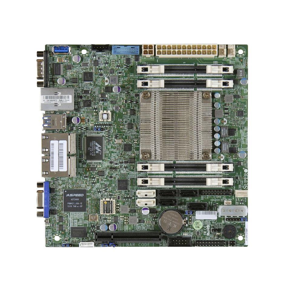 MBD-A1SAI-2750F-O SuperMicro A1SAi-2750F Socket FCBGA1283 System On Chipset Intel Atom C2750 Processors Support DDR3 4x DIMM 2x SATA3 6.0Gb/s Mini-ITX Motherboard (Refurbished)