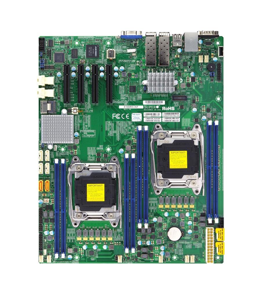 MBD-X10DRD-INT-O SuperMicro X10DRD-iNT Dual Socket LGA 2011 Intel C612 Chipset Xeon E5-2600 v4/v3 Processors Support DDR4 8x DIMM 10x SATA3 6.0Gb/s E-ATX Server Motherboard (Refurbished) X10DRD-INT-O