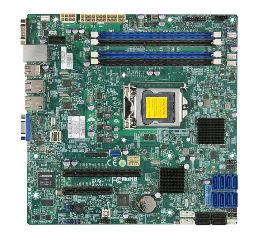 MBD-X10SL7-F-O SuperMicro X10SL7-F Socket LGA 1150 Intel C222 Express Chipset Xeon E3-1200 v3/v4 4th Generation Core i7 / i5 / i3 / Pentium / Celeron Processors Support DDR3 4x DIMM 2x SATA 6.0Gb/s Micro ATX Server Motherboard (Refurbished)