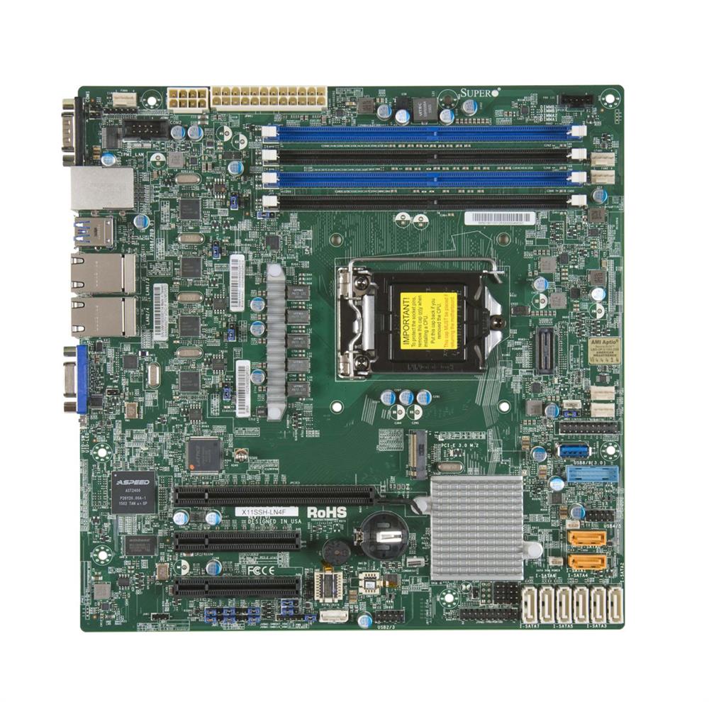 MBD-X11SSH-LN4F-B SuperMicro X11SSH-LN4F Socket LGA 1151 Intel C236 Chipset Intel Xeon E3-1200 V6/v5 7th/6th Generation Processors Support DDR4 4x DIMM 8x SATA3 6.0Gb/s Micro-ATX Server Motherboard (Refurbished)