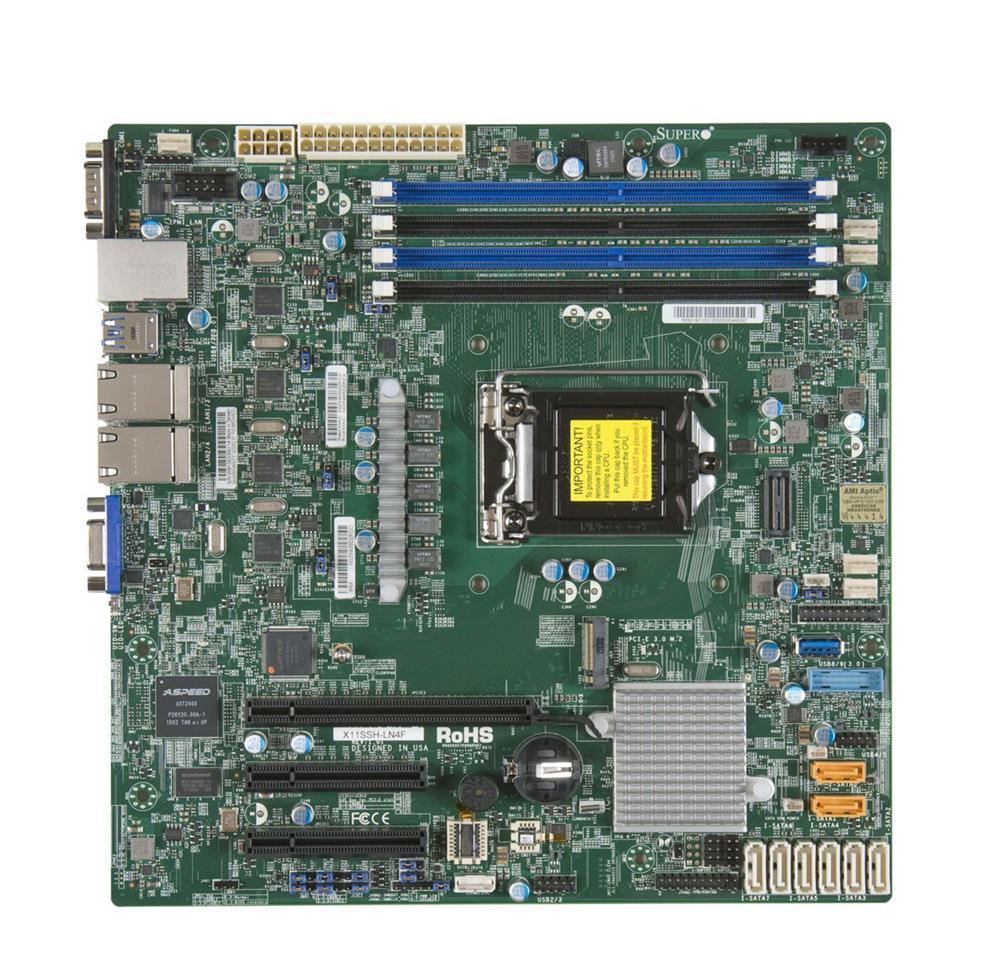 MBD-X11SSH-LN4F SuperMicro X11SSH-LN4F Socket LGA 1151 Intel C236 Chipset Intel Xeon E3-1200 V6/v5 7th/6th Generation Processors Support DDR4 4x DIMM 8x SATA3 6.0Gb/s Micro-ATX Server Motherboard (Refurbished)