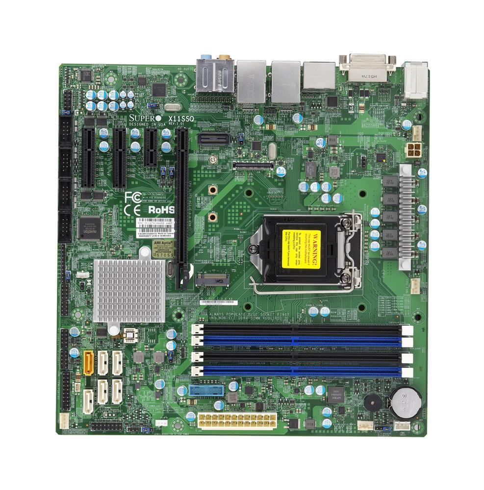 MBD-X11SSQ-L SuperMicro X11SSQ-L Socket LGA 1151 Intel H110 Chipset Core i3 / i5 / i7 6th/7th Generation Pentium / Celeron Processors Support DDR4 2x DIMM 4x SATA3 6.0Gb/s Micro-ATX Motherboard (Refurbished)