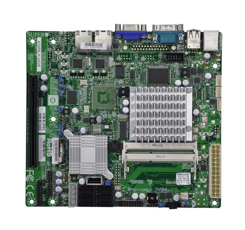 MBD-X7SPE-HF-D525-O SuperMicro X7SPE-HF-D525 Intel ICH9R Chipset Intel Atom D525 Processors Support DDR3 2x SO-DIMM 6x SATA 3.0Gb/s Flex-ATX Motherboard (Refurbished)