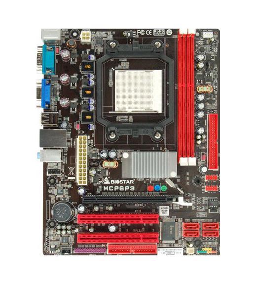 MCP6P3-R Biostar Socket AM3 Nvidia GeForce 6150/ nForce 430 Chipset AMD Phenom II X4/ AMD Phenom II X3/ AMD Phenom II X2/ AMD Athlon II X4/ AMD Athlon II X3/ AMD Athlon II X2/ AMD Sempron Processors Support DDR3 2x DIMM 4x SATA2 3.0Gb/s Micro-ATX Motherboard (Refurbished)