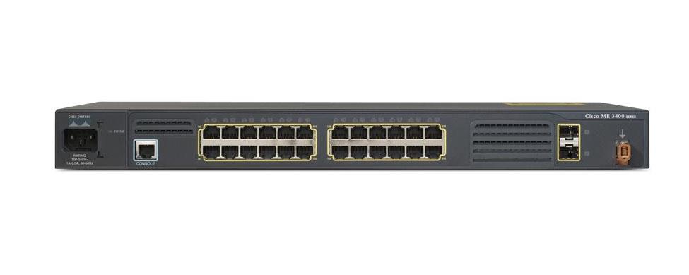ME-3400-24TS-A Cisco ME 3400 24-Ports 10/100Base-TX RJ-45 Manageable Layer3 Rack-Mountable Ethernet Access Switch with 2x SFP Ports(Refurbished)