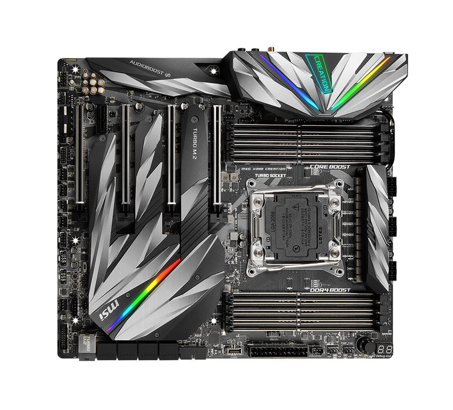 MEG X299 CREATION MSI Socket LGA 2066 Intel X299 Chipset Core i9 Processors Support DDR4 8x DIMM 8x SATA3 6.0Gb/s E-ATX Motherboard (Refurbished)