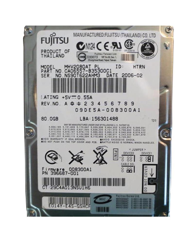 MHV2080ATPL Fujitsu Mobile 80GB 4200RPM ATA-100 8MB Cache 2.5-inch Internal Hard Drive