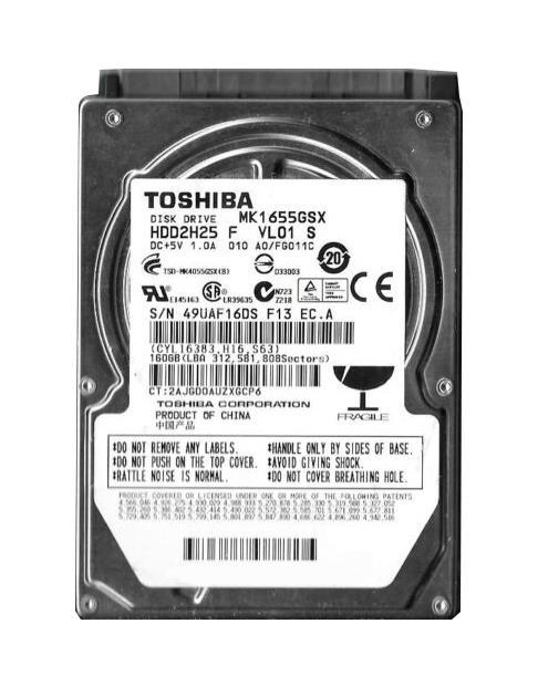 MK1655GSXF06 Toshiba 160GB 5400RPM SATA 3Gbps 8MB Cache 2.5-inch Internal Hard Drive