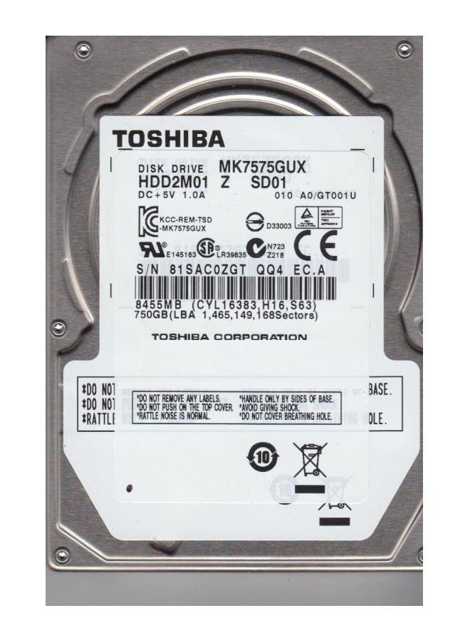 MK7575GUX Toshiba 750GB 5400RPM USB 3.0 8MB Cache 2.5-inch Internal Hard Drive