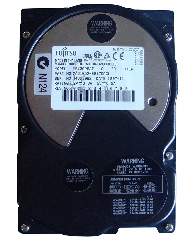 MPA3026AT Fujitsu Desktop 2.6GB 5400RPM ATA-33 128KB Cache 3.5-inch Internal Hard Drive