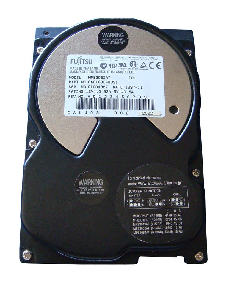 MPB3052AT Fujitsu Desktop 5.2GB 5400RPM ATA-33 256KB Cache 3.5-inch Internal Hard Drive