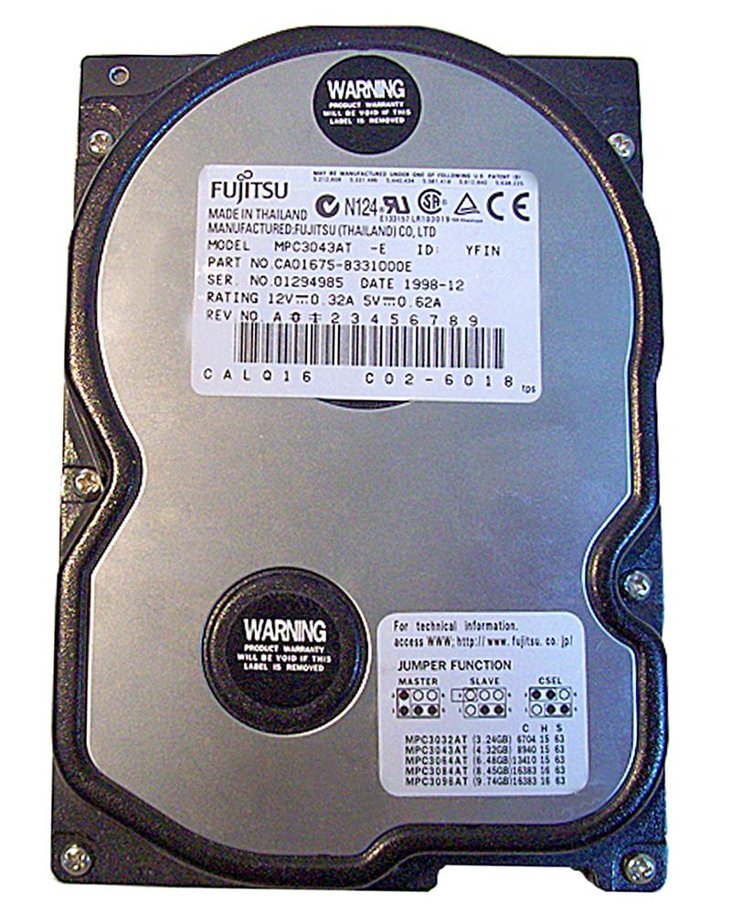 MPC3043AT Fujitsu Desktop 4.3GB 5400RPM ATA-33 256KB Cache 3.5-inch Internal Hard Drive