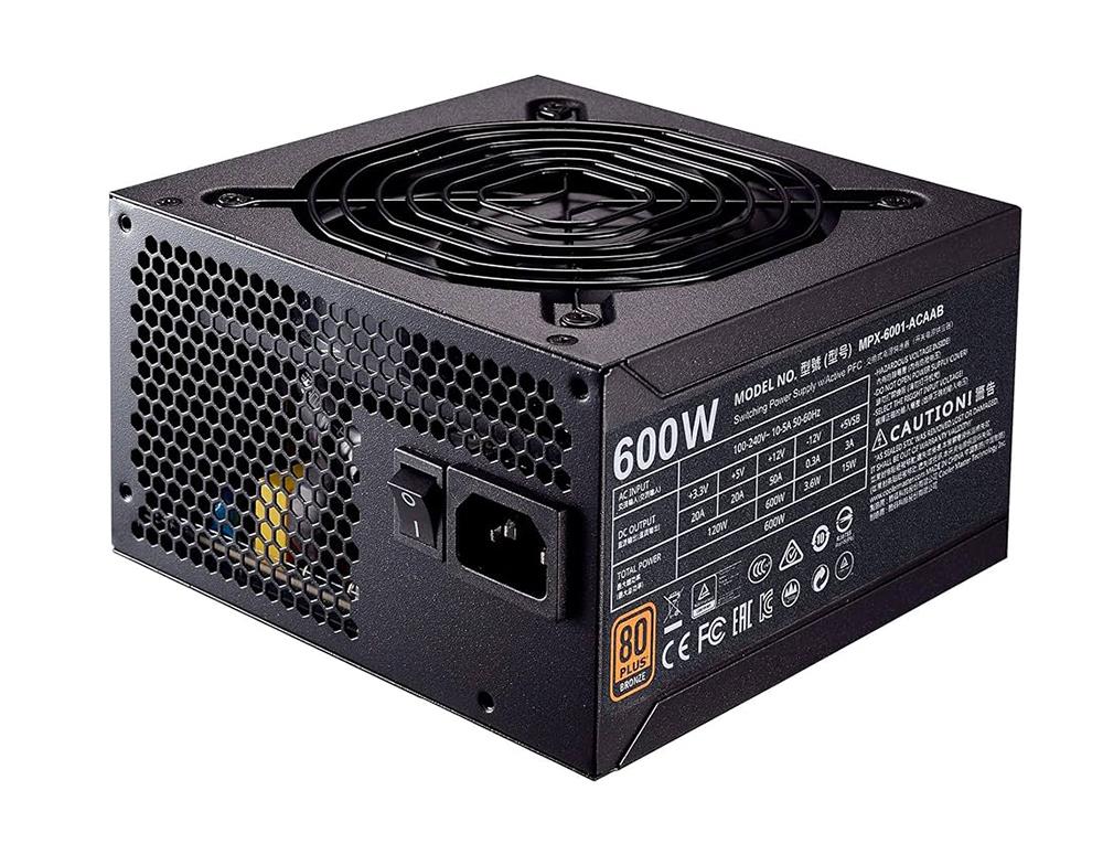 MPX-6001-ACAAB-JP Cooler Master MWE 600-Watts 100-240V AC 10-5A 50-60Hz 80-Plus Bronze ATX Power Supply