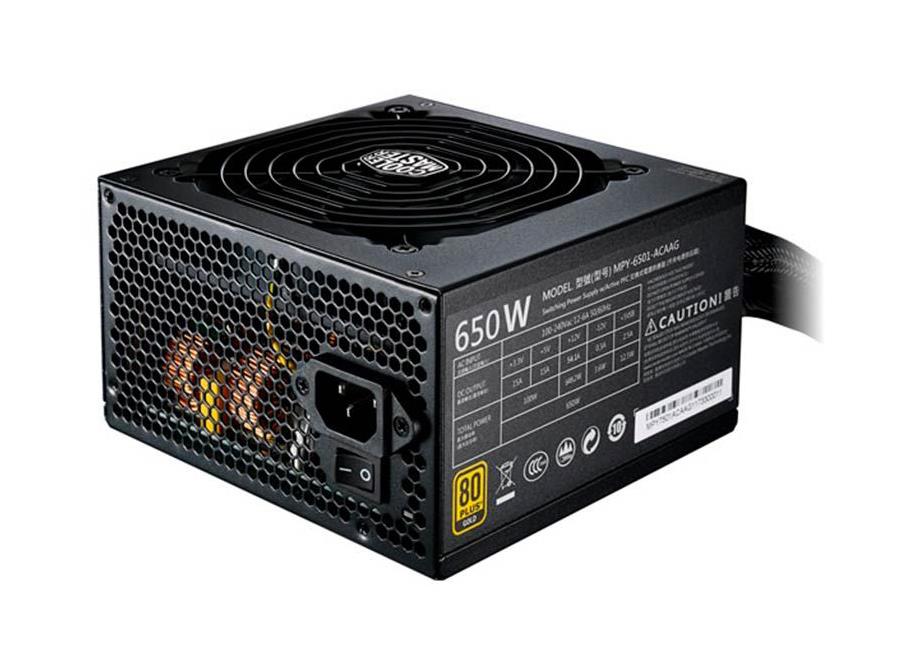 MPY-6501-ACAAG-BR Cooler Master MWE 650-Watts 100-240V AC 12-6A 50-60Hz 80-Plus Gold ATX Power Supply