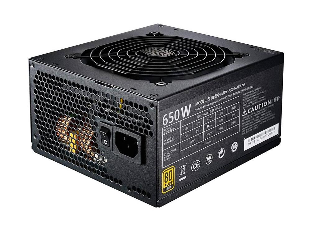MPY-6501-ACAAG-ST Cooler Master MWE 650-Watts 100-240V AC 12-6A 50-60Hz 80-Plus Gold ATX Power Supply