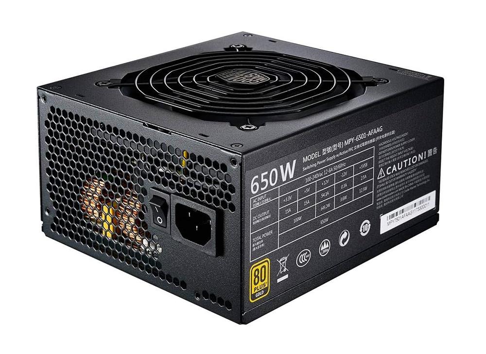 MPY-6501-AFAAG-EU Cooler Master MWE 650-Watts 100-240V AC 12-6A 50-60Hz 80-Plus Gold Full Modular ATX Power Supply