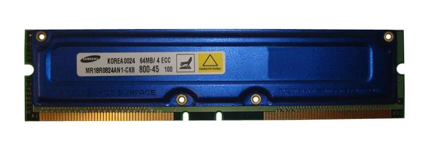 MR18R0824AN1-CKB Samsung 64MB RDRAM PC800 800MHz ECC 45ns 184-Pin 2.5v RIMM Memory Module