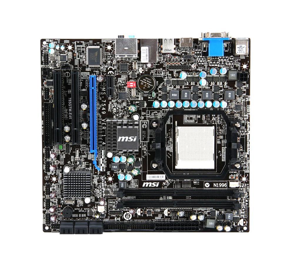 MSI-785GTM-E45 MSI 785GTM-E45 Socket AM2+ AMD 785G + SB710 Chipset AMD Phenom II X4/ Phenom II X3/ Phenom II X2/ Phenom X4/ Phenom X3/ AMD Athlon II X2/ Athlon X2/ AMD Sempron Processors Support DDR2 2x DIMM 6x SATA2 3.0Gb/s Micro-ATX Motherboard (Refurbished)