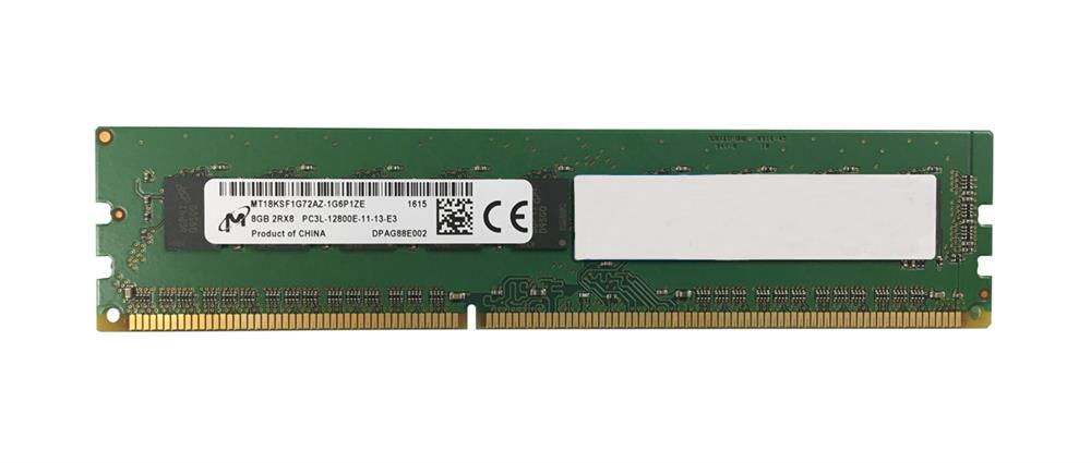 MT18KSF1G72AZ-1G6P1 Micron 8GB PC3-12800 DDR3-1600MHz ECC Unbuffered CL11 240-Pin DIMM Dual Rank 1.35V Low Voltage Memory Module
