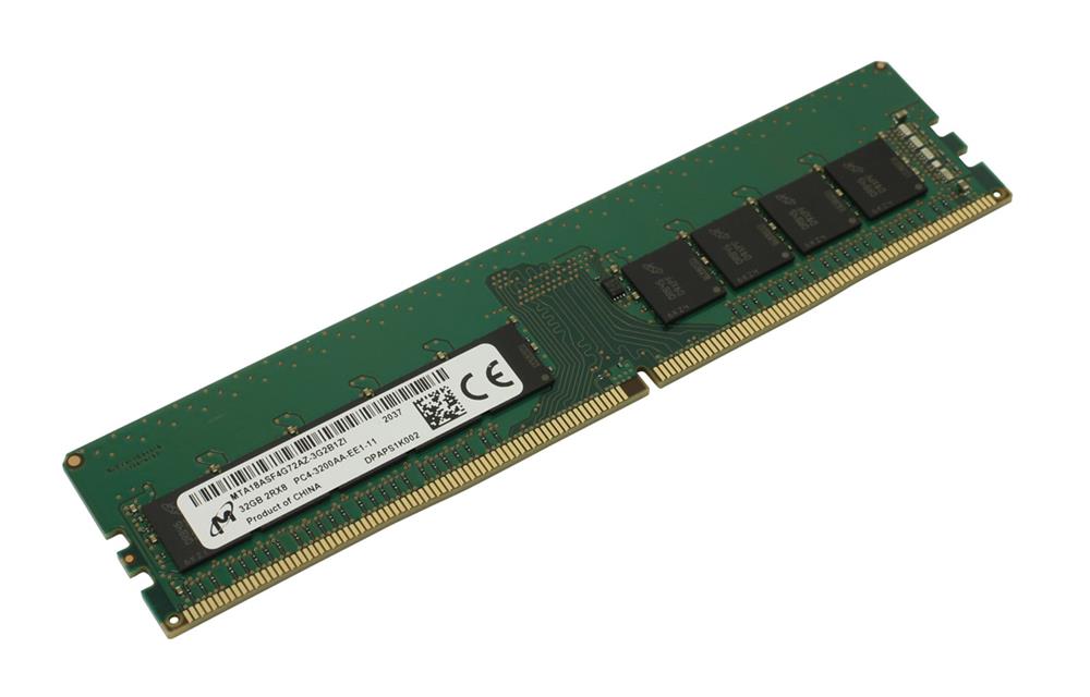 MTA18ASF4G72AZ-3G2B1 Micron 32GB PC4-25600 DDR4-3200MHz ECC Unbuffered CL22 288-Pin DIMM 1.2V Dual Rank Memory Module