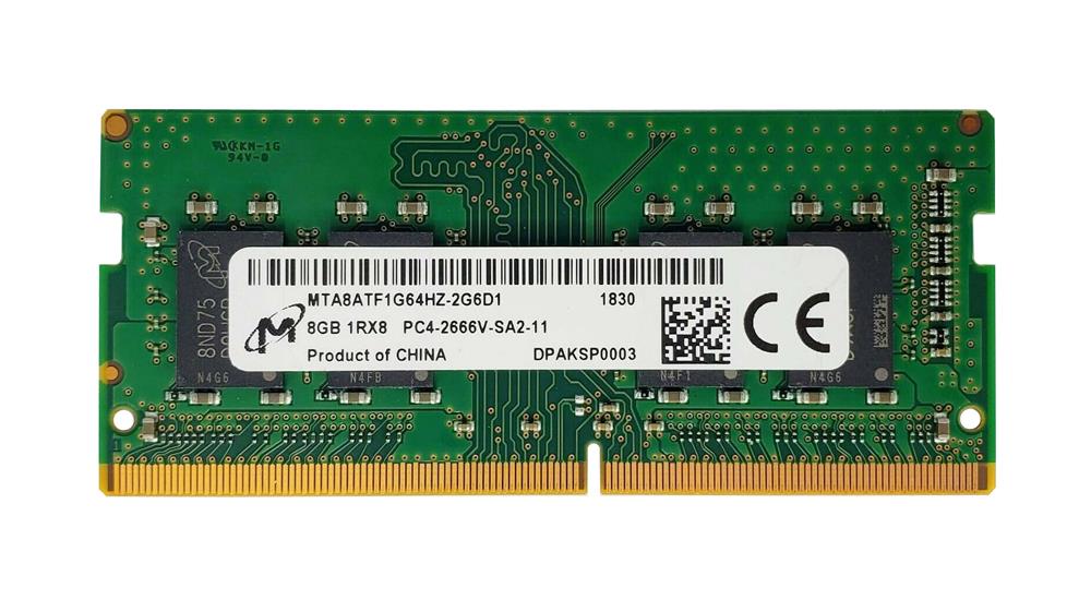 MTA8ATF1G64HZ-2G6D1 Micron 8GB PC4-21300 DDR4-2666MHz non-ECC Unbuffered CL19 260-Pin SoDimm 1.2V Single Rank Memory Module