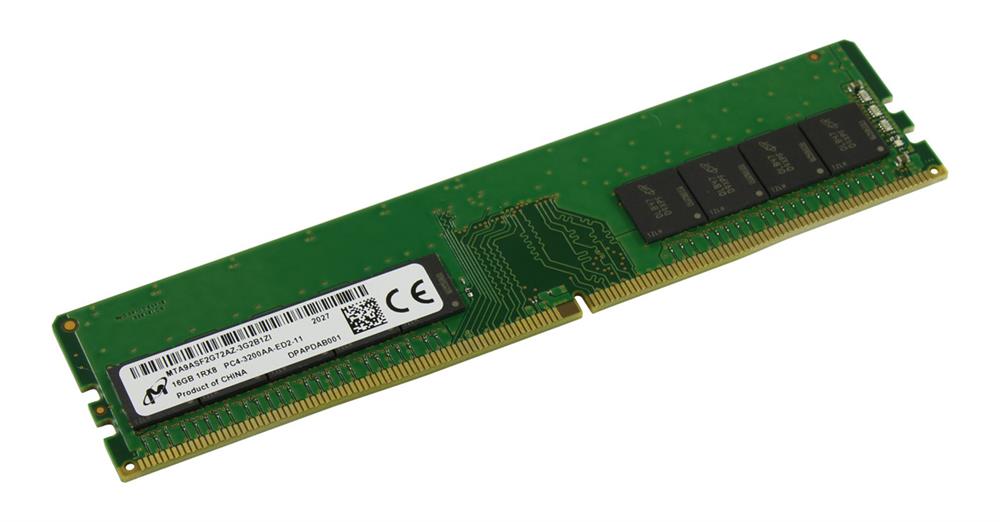 MTA9ASF2G72AZ-3G2B1 Micron 16GB PC4-25600 DDR4-3200MHz ECC Unbuffered CL22 288-Pin DIMM 1.2V Single Rank Memory Module