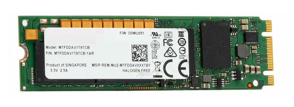 MTFDDAV1T9TCB-1AR HPE 1.92TB TLC SATA 6Gbps Read Intensive M.2 2280 Internal Solid State Drive (SSD)