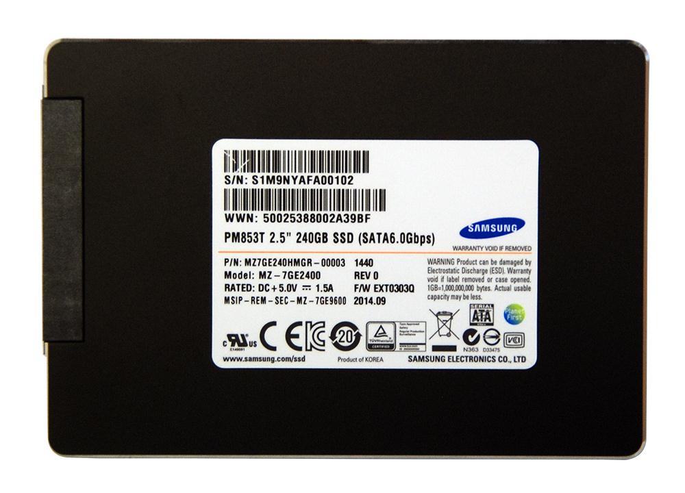 MZ-7GE2400 Samsung PM853T Data Center Series 240GB TLC SATA 6Gbps (PLP) 2.5-inch Internal Solid State Drive (SSD)