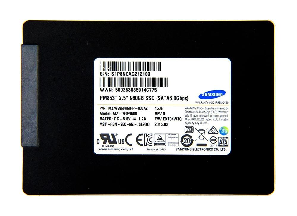 MZ7GE9600 Samsung PM853T Data Center Series 960GB TLC SATA 6Gbps (PLP) 2.5-inch Internal Solid State Drive (SSD)