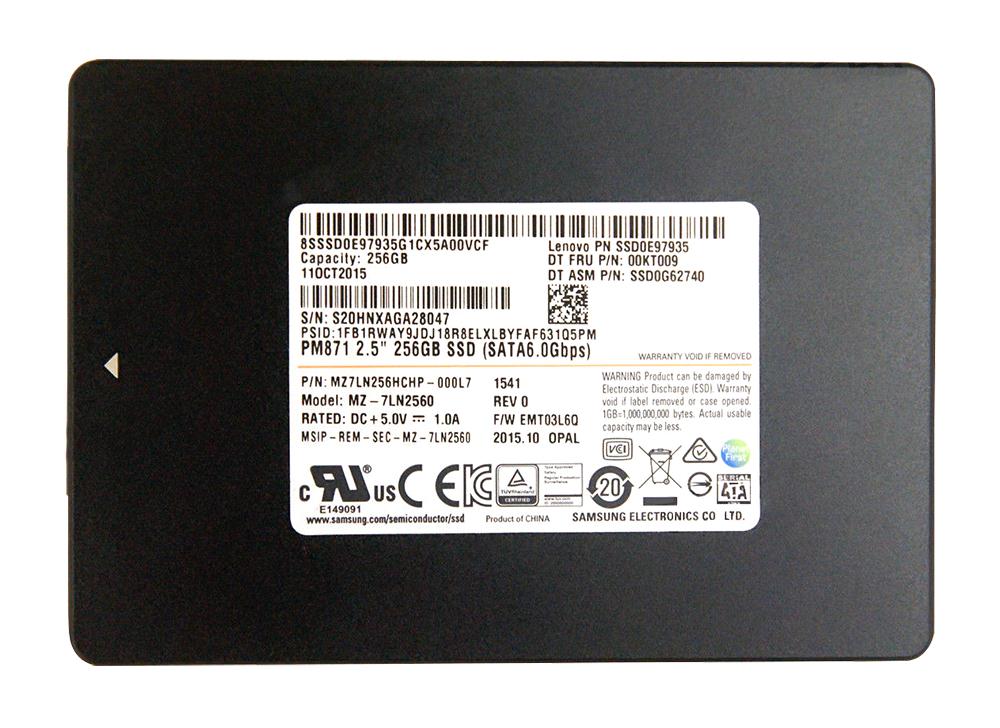 MZ7LN256HCHP-000L7 Samsung PM871 256GB SATA 6.0 Gbps SSD