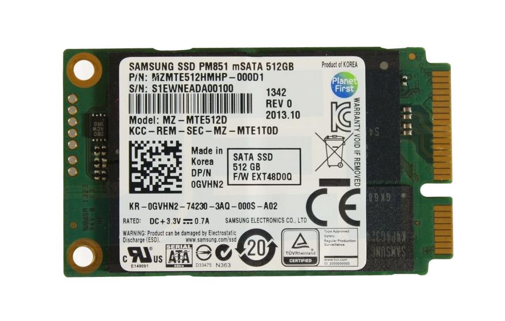 MZMTE512HMHP-000D1 Samsung PM851 Series 512GB TLC SATA 6Gbps (AES-256) mSATA Internal Solid State Drive (SSD)