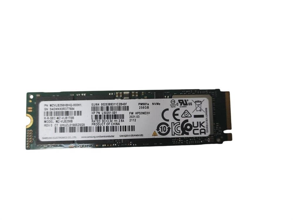MZVLB256HAHQ-000L2 Samsung PM981 Series 256GB TLC PCI Express 3.0 x4 NVMe (AES-256 / TCG Opal 2.0) M.2 2280 Internal Solid State Drive (SSD)