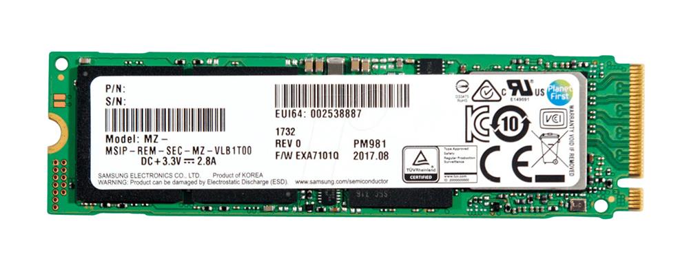 MZVLB2T0HMLB-00A00 Samsung PM981 Series 2TB TLC PCI Express 3.0 x4 NVMe M.2 2280 Internal Solid State Drive (SSD)