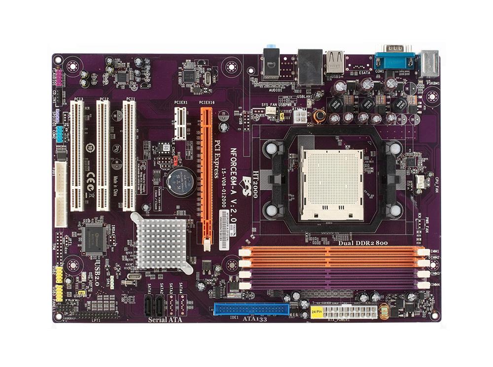 NFORCE6M-A Elitegroup Socket AM2+ Nvidia GeForce 6150SE/ nForce 430 Chipset AMD Phenom/ AMD Athlon 64 X2 Dual-Core/ AMD Athlon 64/ AMD Sempron Processors Support DDR2 4x DIMM 4x SATA ATX Motherboard (Refurbished)