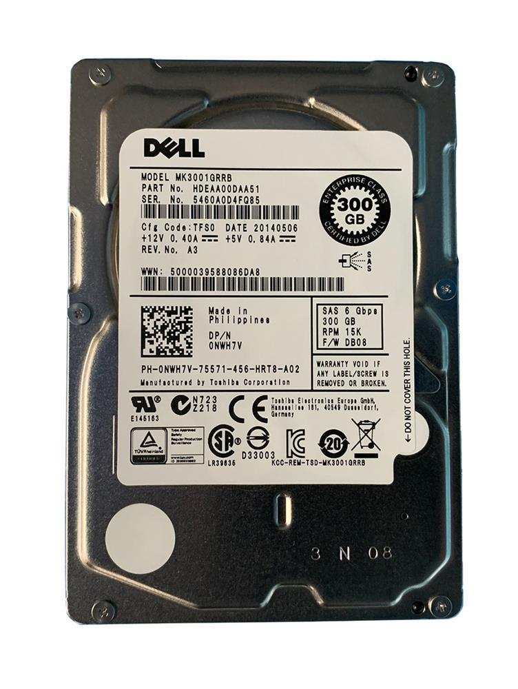 NWH7V Dell 300GB 15000RPM SAS 6Gbps 32MB Cache 2.5-inch Internal Hard Drive