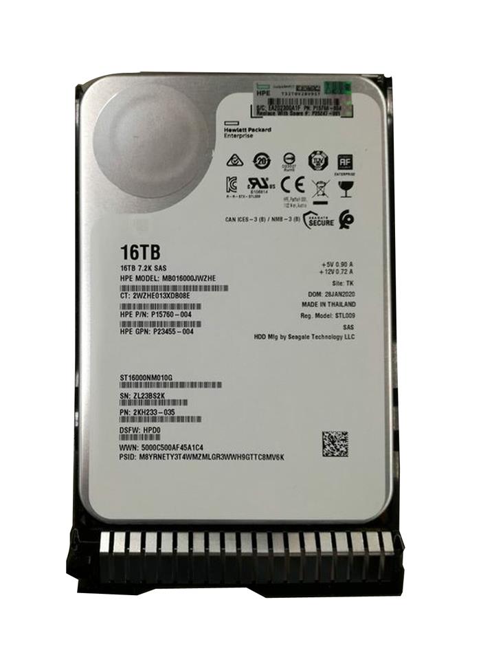 P25247-001 HPE 16TB 7200RPM SAS 12Gbps Hot Swap (512e) 3.5-inch Internal Hard Drive with Smart Carrier
