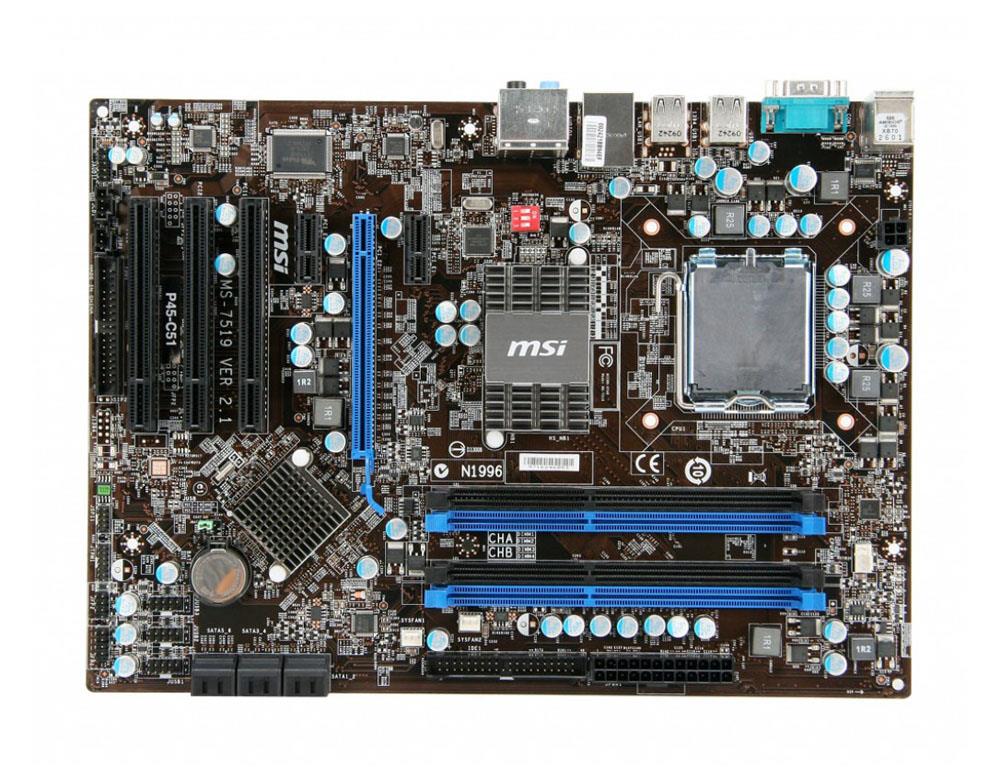 P45-C51 MSI Socket LGA 775 Intel P45 + ICH10 Chipset Core 2 Extreme Processors Support DDR2 4x DIMM 6x SATA2 ATX Motherboard (Refurbished)