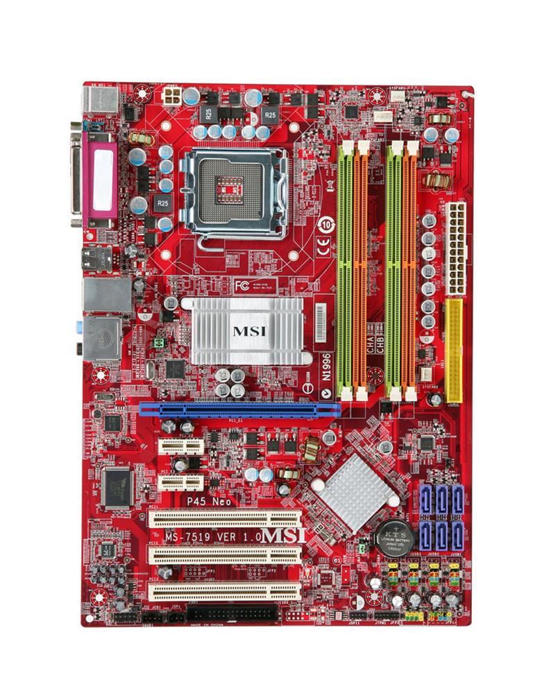 P45 NEO MSI Socket 775 Intel P45 + ICH10 Chipset Core 2 Extreme Processors Support DDR2 4x DIMM 6x SATA2 ATX Motherboard (Refurbished)