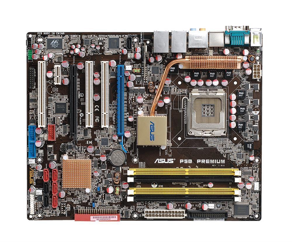 P5B Premium Vista Edition ASUS Socket LGA 775 Intel P965 Chipset Core 2 Quad/ Core 2 Extreme/ Core 2 Duo/ Pentium Extreme Edition/ Pentium D/ Pentium 4/ Celeron D Processors Support DDR2 4x DIMM 6x SATA 3.0Gb/s ATX Motherboard (Refurbished)
