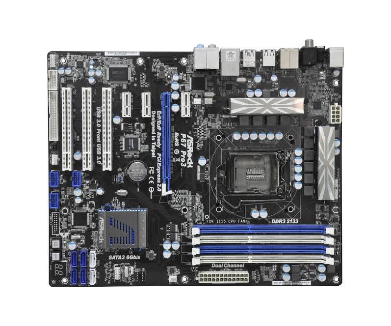 P67-PRO3 ASRock P67 Pro3 Socket LGA 1155 Intel P67 Chipset 3rd & 2nd Generation Core i7 / i5 / i3 / Pentium / Celeron / Xeon Processors Support DDR3 4x DIMM 4x SATA2 3.0Gb/s ATX Motherboard (Refurbished)