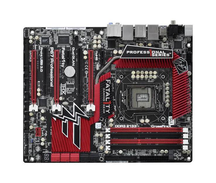 P67-PROFESSIONAL-FAT ASRock Fatal1ty P67 Professional Socket LGA 1155 Intel P67 Chipset 3rd/2nd Generation Core i7 / i5 / i3 / Pentium / Celeron / Xeon Processors Support DDR3 4x DIMM 2x SATA2 3.0Gb/s ATX Motherboard (Refurbished)