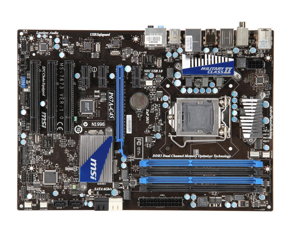 P67A-C45 MSI Socket LGA 1155 Intel P67 Express Chipset Core i7 / i5 / i3 / Pentium / Celeron Processors Support DDR3 4x DIMM 2x SATA 6.0Gb/s ATX Motherboard (Refurbished)