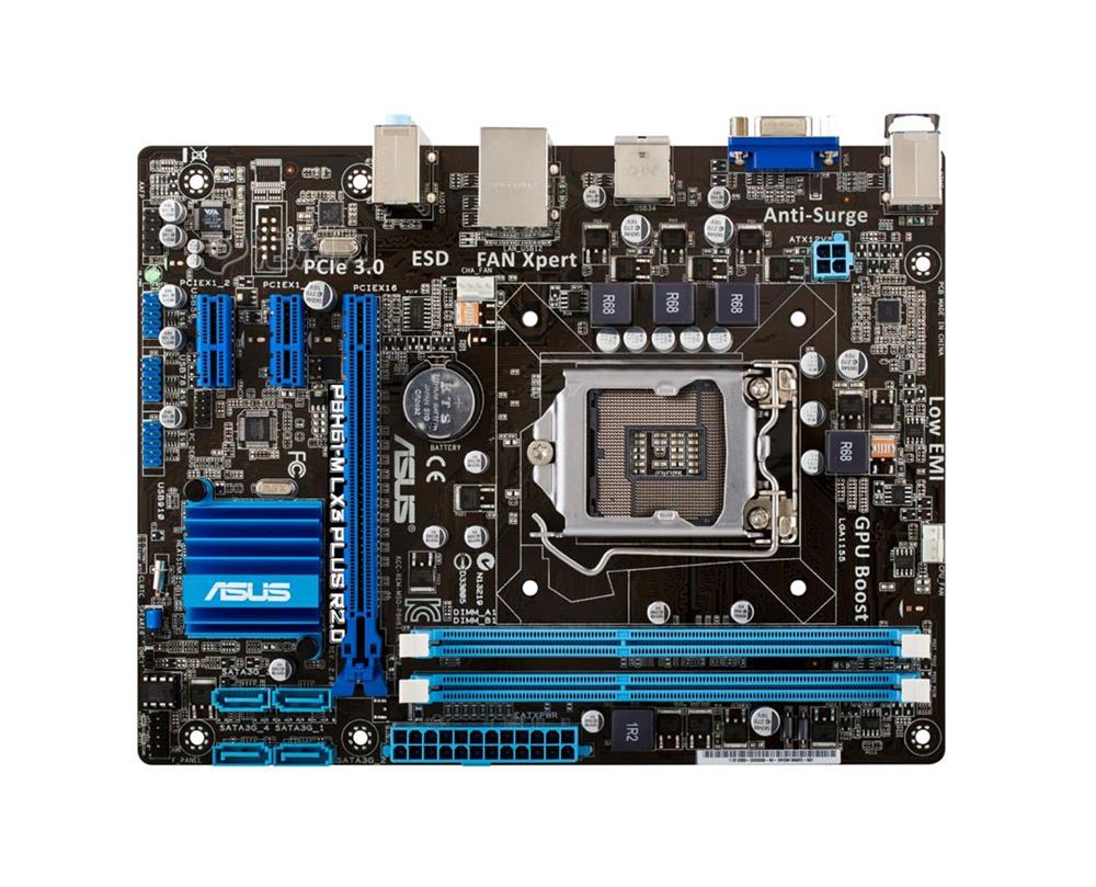 P8H61-M LX3 PLUS R2.0 ASUS Socket LGA 1151 Intel H61 Chipset 3rd/2nd Generation Core i7 / i5 / i3 / Pentium / Celeron Processors Support DDR3 2x DIMM 4x SATA 3.0Gb/s Micro-ATX Motherboard (Refurbished)