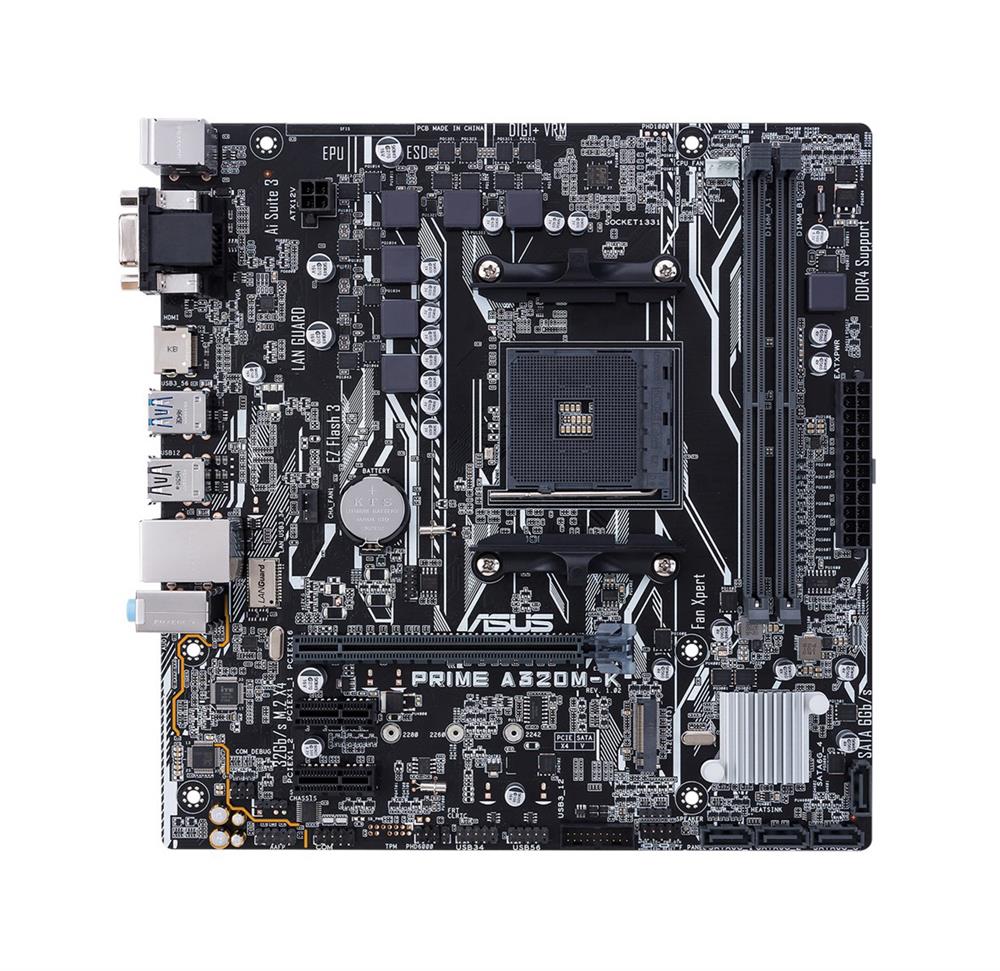 PRIME A320M-K ASUS Socket AM4 AMD A320 Chipset AMD Ryzen/ 7th Generation A-Series/ Athlon Processors Support DDR4 2x DIMM 4x SATA 6.0Gb/s Micro-ATX Motherboard (Refurbished)