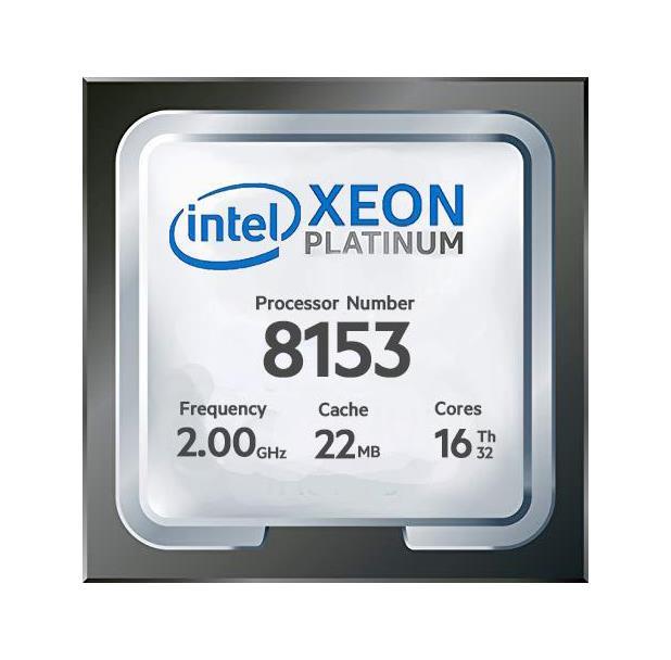 Platinum 8153 Intel Xeon Platinum 16-Core 2.00GHz 10.40GT/s UPI 22MB L3 Cache Socket LGA3647 Processor