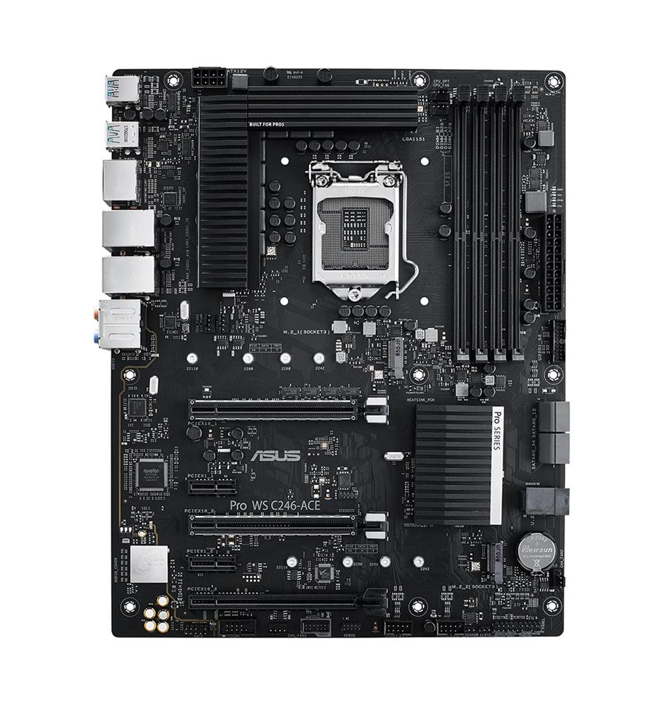 Pro WS C246-ACE ASUS Socket LGA 1151 Intel C246 Chipset Intel Xeon E-2200/E-2100 9th/8th Generation Intel Core/ Pentium Gold/ Celeron Processors Support DDR4 8x DIMM 4x SATA 6.0Gb/s ATX Server Motherboard (Refurbished)