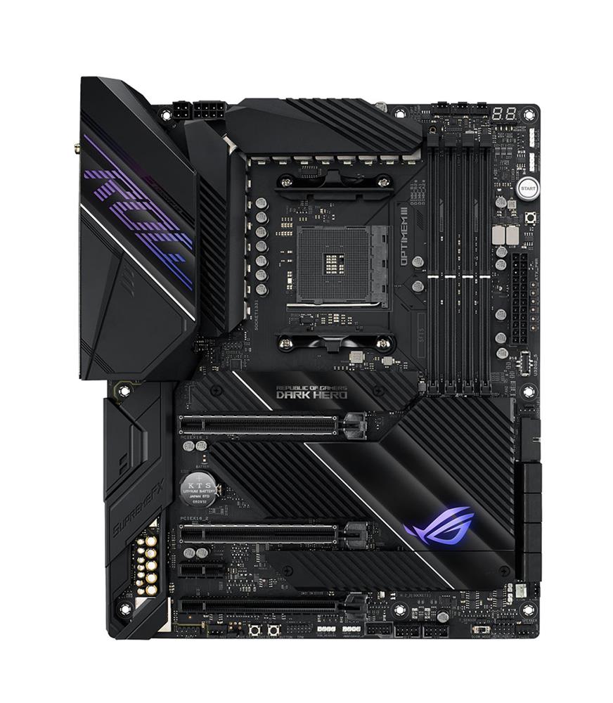 ROG Crosshair VIII Dark Hero ASUS Socket AM4 AMD X570 Chipset AMD Ryzen 5000 Series/ 4000 G-Series/ 3000 Series/ 3000 G-Series/ 2000 Series/ 2000 G-Series Processors Support DDR4 4x DIMM 8x SATA 6.0Gb/s ATX Motherboard (Refurbished)