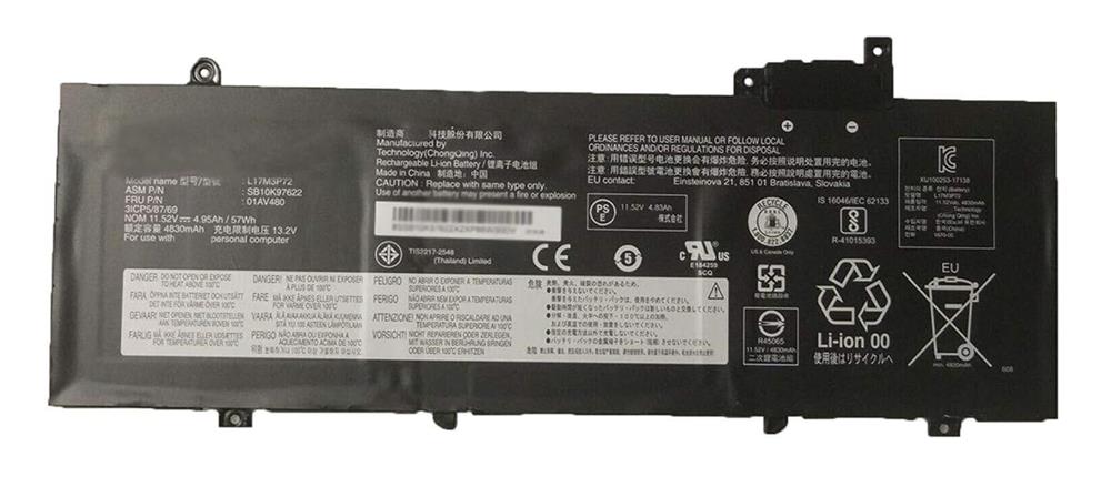 SB10K97622 Lenovo 5080mAh 39Wh 7.68V Lithium-Ion Laptop Battery ThinkPad T480s Series (Refurbished)